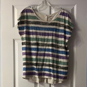 G.H. Bass & Co. Striped Short Sleeve Tee in Cream and Purple